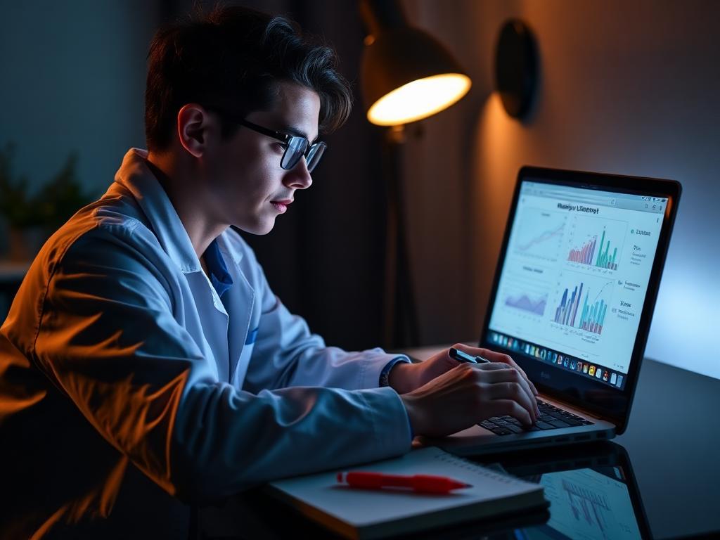 Estudante da saúde estudando exames